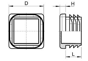Insteekdop vierkant -  Koker 75x75 geschikt voor wanddikte:  1.5-3.0mm