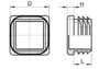 Insteekdop vierkant -  Koker 80x80 geschikt voor wanddikte:  2.9-5.0mm_