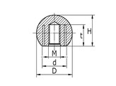 Round knob polypropylene O16mm M5 black